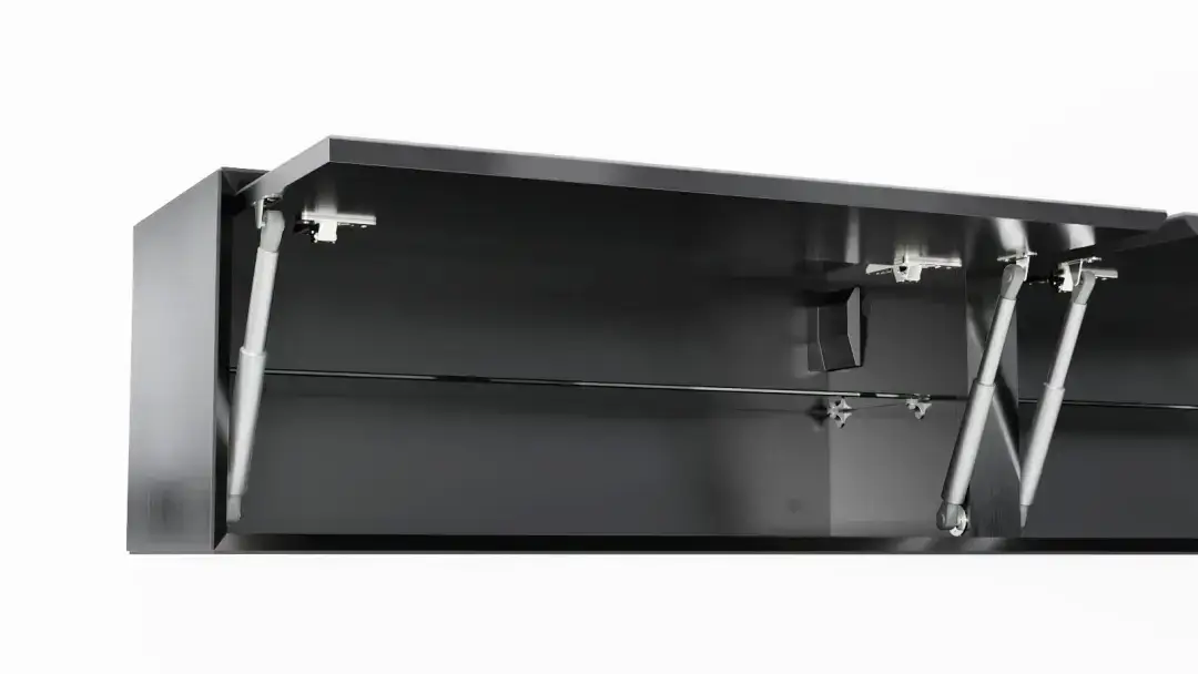 Шкаф навесной двухдверный горизонтальный Glass, цвет Черный + Серый фото - 4 - большое изображение